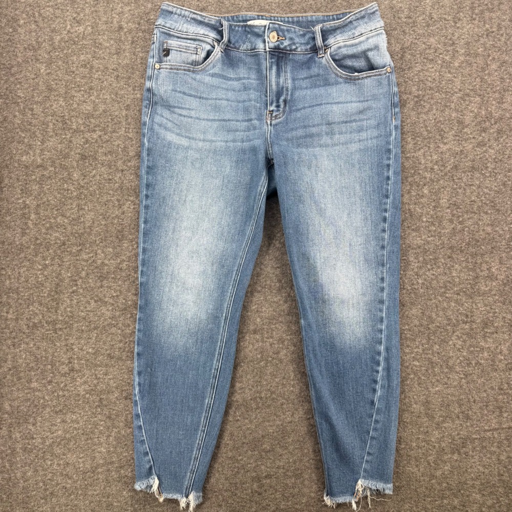 KanCan For Maurices High Rise Skinny Jeans Medium Wash Raw Fray Hem  Size 14